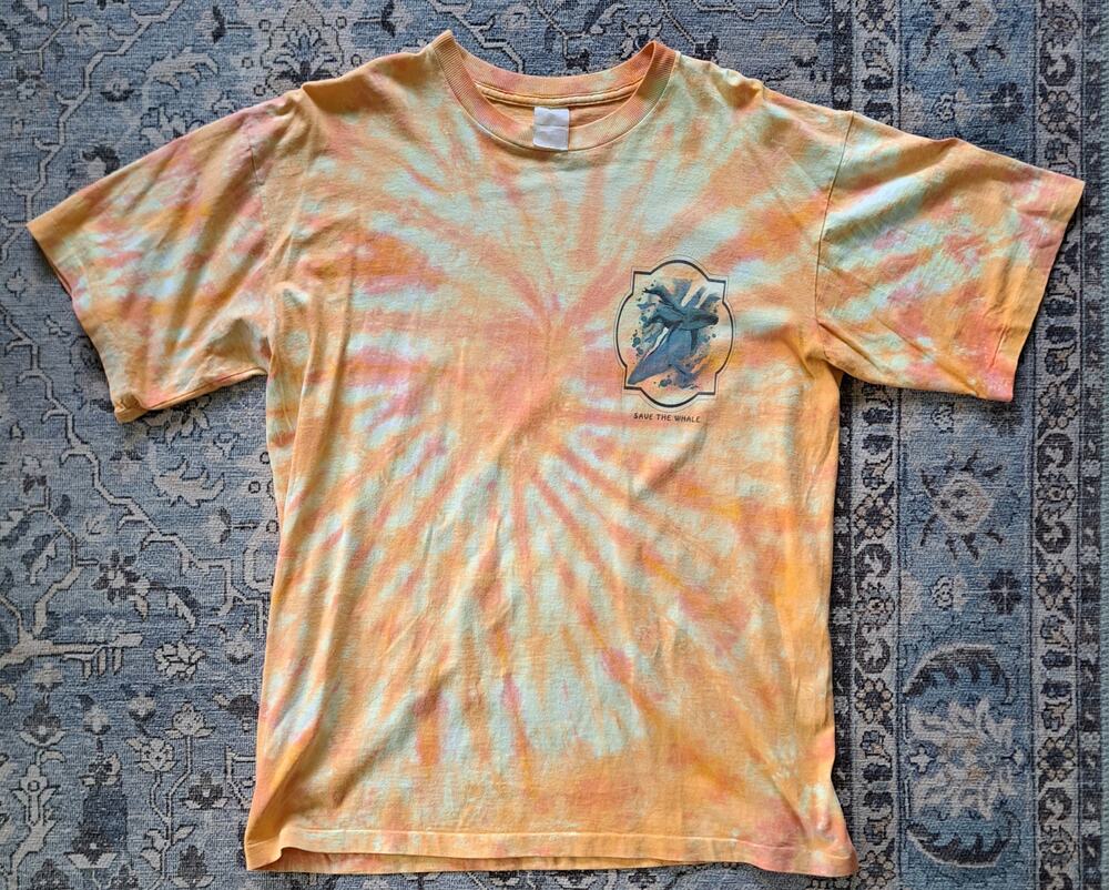 Vintage Save the Whale Single Stitch Tye Dye Tee Size L Large